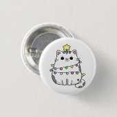 Niedliches Chat Weihnachtsdesign Button (Vorne & Hinten)