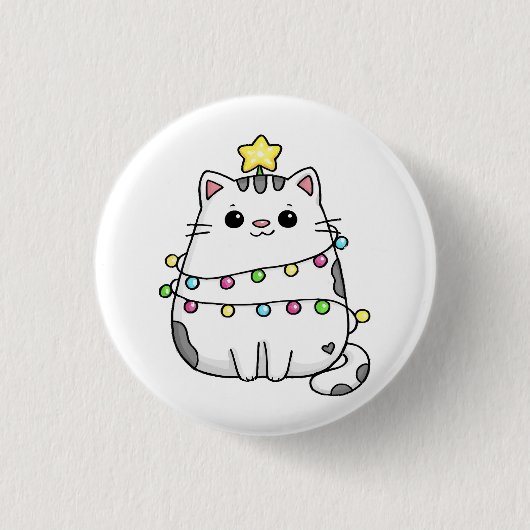 Niedliches Chat Weihnachtsdesign Button (Vorderseite)