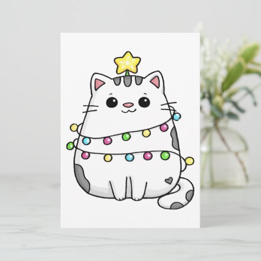Niedliches Chat Weihnachtsdesign Einladung (Stehend Vorderseite)