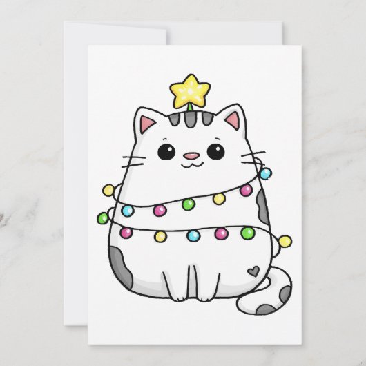 Niedliches Chat Weihnachtsdesign Einladung (Rückseite)