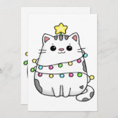 Niedliches Chat Weihnachtsdesign Einladung (Vorne/Hinten)