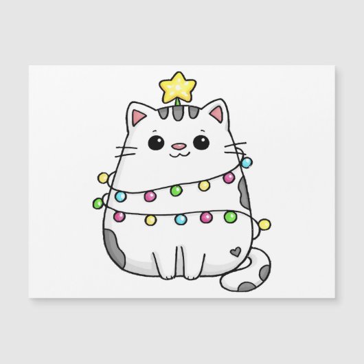 Niedliches Chat Weihnachtsdesign Magnetkarte (Vorderseite)