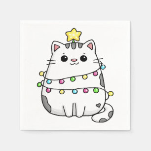 Niedliches Chat Weihnachtsdesign Serviette