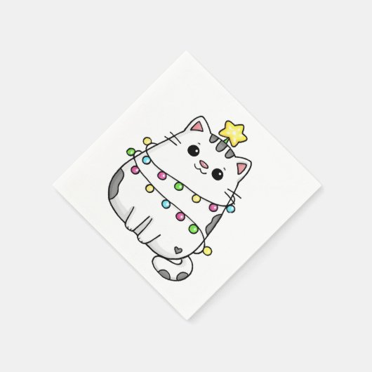 Niedliches Chat Weihnachtsdesign Serviette (Ecke)