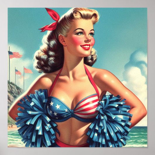 Niedliches Cheerleader Button Up Poster (Vorne)