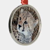 Niedliches Cheetah-CUB-Foto Silbernes Ornament (Rechts)