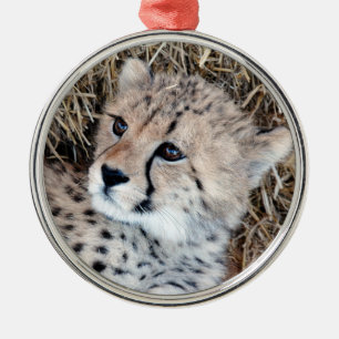 Niedliches Cheetah-CUB-Foto Silbernes Ornament