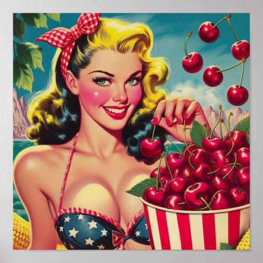 Niedliches Cherry-Button Poster (Vorne)