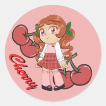 Niedliches Cherry Theme Chibi mit Kirschuntergrund
