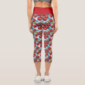 Niedliches Cherry und blaues Kariertes Muster Capri Leggings (Rückseite)