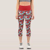 Niedliches Cherry und blaues Kariertes Muster Capri Leggings (Vorderseite)