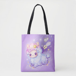 Niedliches chibi Alpaka mit kawaii Schießenstern Tasche