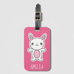 Niedliches Chibi Häschen-Rosa personalisiert Gepäckanhänger