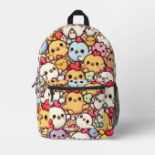 Niedliches Chibi-Hühnermuster Bedruckter Rucksack (Vorderseite)