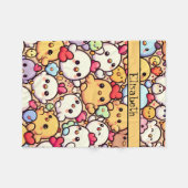 Niedliches Chibi-Hühnermuster-Design Personalisier Fleecedecke (Vorderseite (Horizontal))