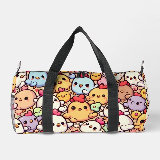 Niedliches Chibi-Hühnermuster Duffle Bag (Rückseite)