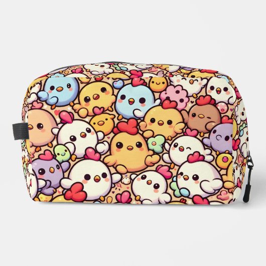 Niedliches Chibi-Hühnermuster Waschbeutel (Vorderseite)