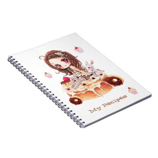 Niedliches chibi Mädchen, das auf einem delicous Notizblock (Rechte Seite)