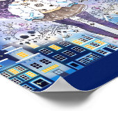 Niedliches Chibi-Mädchen in einer Stadt der Sterne Poster (Ecke)