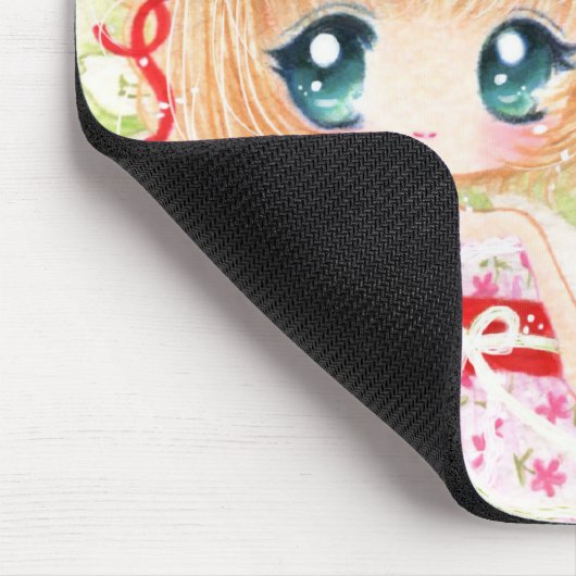 Niedliches chibi Mädchen mit kawaii plushie Mousepad (Ecke)