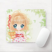 Niedliches chibi Mädchen mit kawaii plushie Mousepad (Mit Mouse)