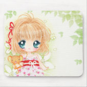 Niedliches chibi Mädchen mit kawaii plushie Mousepad (Vorne)