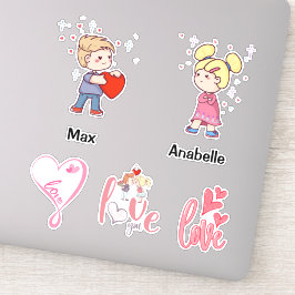 Niedliches Chibi-Paar - Liebe-Zitate für individue Aufkleber