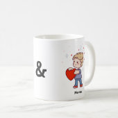 Niedliches Chibi-Paar mit bearbeitbaren Namen Kaffeetasse (VorderseiteRechts)