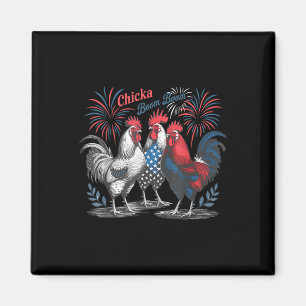 Niedliches Chicka Boom Funny Chicken 4. Juli Pa Magnet