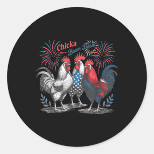 Niedliches Chicka Boom Funny Chicken 4. Juli Pa Runder Aufkleber