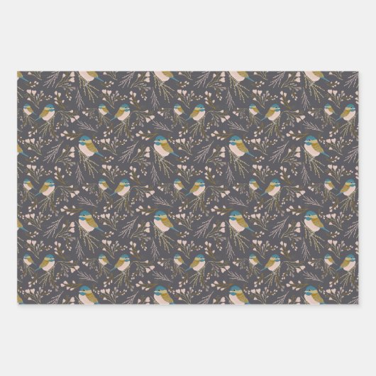 Niedliches Chickadee Trio Entdeckungsgeschenk Geschenkpapier Set (Vorderseite 2)