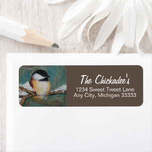 Niedliches Chickadee Winter Song Bird Label