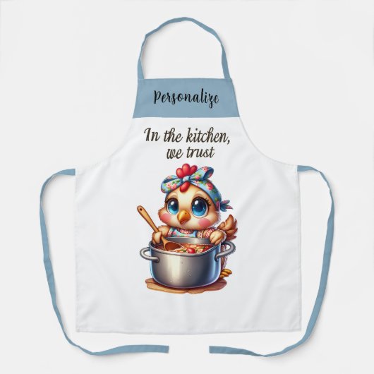 Niedliches Chicken-Kochen auf Stove-Kitekonzept Schürze (Vorderseite)