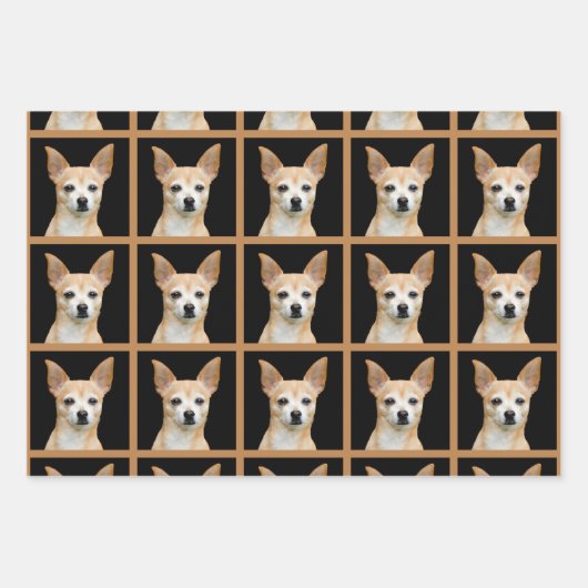 Niedliches Chihuahua Dog Black Tan Muster Design Geschenkpapier Set (Vorderseite 3)