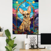 Niedliches Chihuahua-Fenster Poster (Heimbüro)