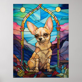 Niedliches Chihuahua-Fenster Poster