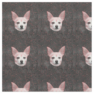 Niedliches Chihuahua Hund Gold Schwarzer Glitzer M Stoff