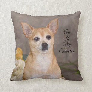 Niedliches Chihuahua Hund Portrait Flora Art Kissen