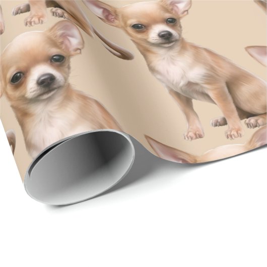 Niedliches Chihuahua Pet-Tiermuster Geschenkpapier (Rolleneckpunkt)
