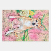 Niedliches Chihuahua Pink Green Art Hund Portrait Geschenkpapier Set (Vorderseite 2)