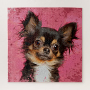 Niedliches Chihuahua-Portrait auf pastel fuchsia Puzzle