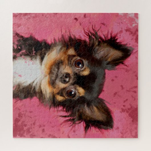 Niedliches Chihuahua-Portrait auf Pastellfuchsien Puzzle (Horizontal)