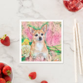Niedliches Chihuahua Rosa Grünes Portrait Serviette (Beispiel)