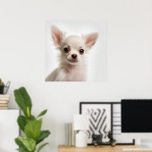 Niedliches Chihuahua Welpe Doppy Portrait Poster (Heimbüro)