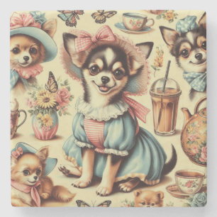 Niedliches Chihuahua-Welpenbild Steinuntersetzer
