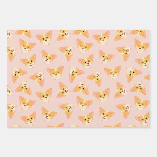 Niedliches Chihuahua Wrapping Paper Flat Sheet Set Geschenkpapier Set (Vorderseite 3)