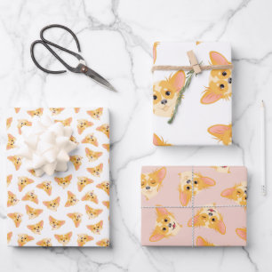 Niedliches Chihuahua Wrapping Paper Flat Sheet Set Geschenkpapier Set
