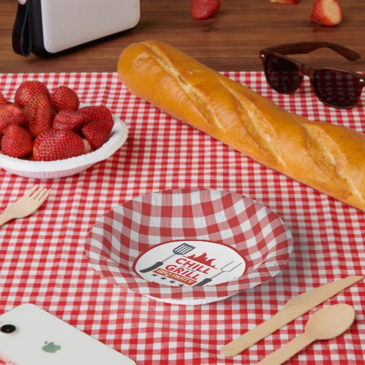 Niedliches Chill Grill GRILLEN Party Pappteller (Picknick)