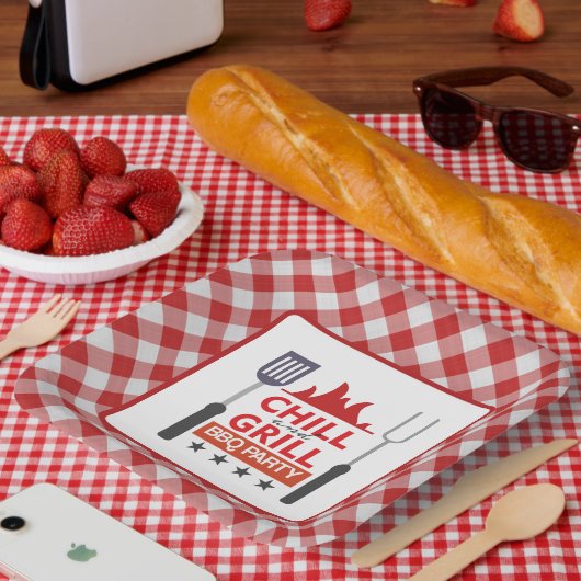 Niedliches Chill Grill GRILLEN Party Pappteller (Picknick)