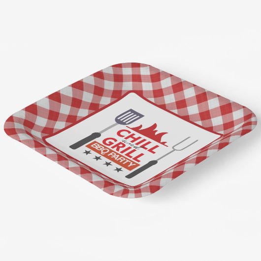 Niedliches Chill Grill GRILLEN Party Pappteller (Gewinkelt)